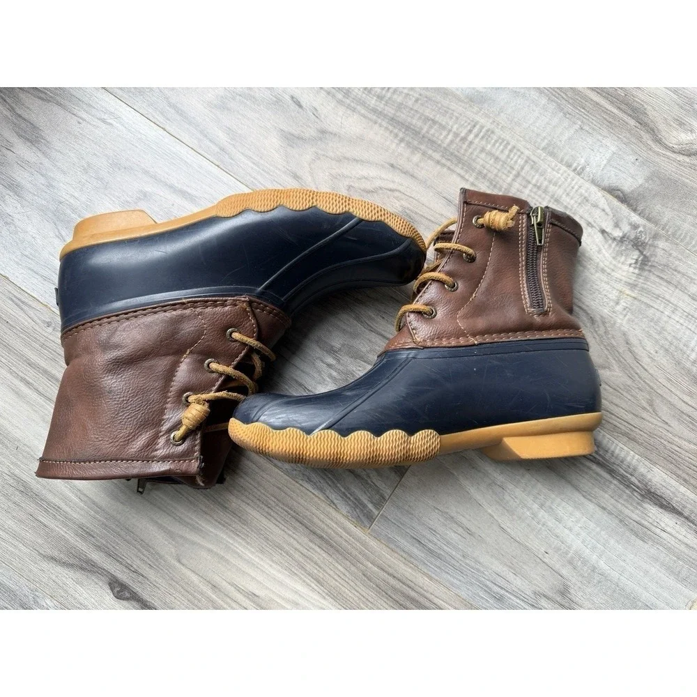 Sperry Saltwater Duck Boots Navy Girls Size‎ 4M Youth No Box Waterproof